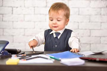 Wall Mural - Little businessman boy