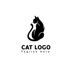 Wall Mural - silhouette sitting cat logo