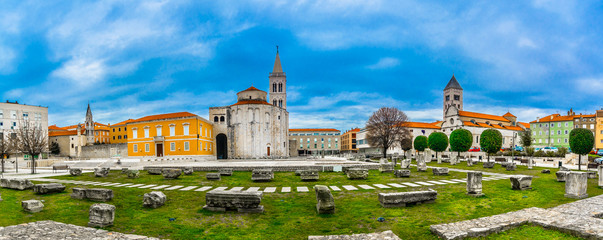 Wall Mural - Zadar panorama Dalmatia region. / Panorama of old roman square in city center of town Zadar, famous Dalmatia region in Croatia, travel places. 