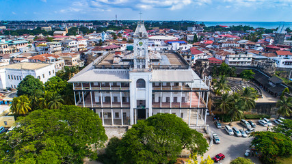 aerial. stone town, zanzibar, tanzania.