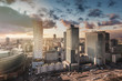 Urban view of the Warsaw skyline. Panoramic cityscape of the city in central Poland.