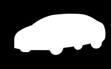 Wall Mural - white car silhouette png on black background