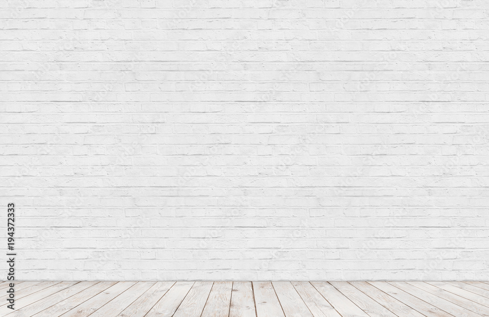 white brick wall with wood floor room Stock Photo | Adobe Stock
