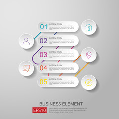 Poster - infographics timeline element with 3D paper label, integrated circles. Business concept with options for content, diagram, flowchart, steps, parts, workflow layout, chart. vector design template.