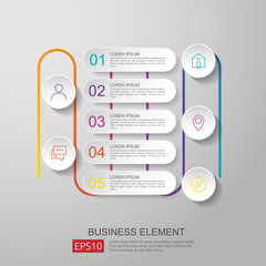 Poster - infographics timeline element with 3D paper label, integrated circles. Business concept with options for content, diagram, flowchart, steps, parts, workflow layout, chart. vector design template.