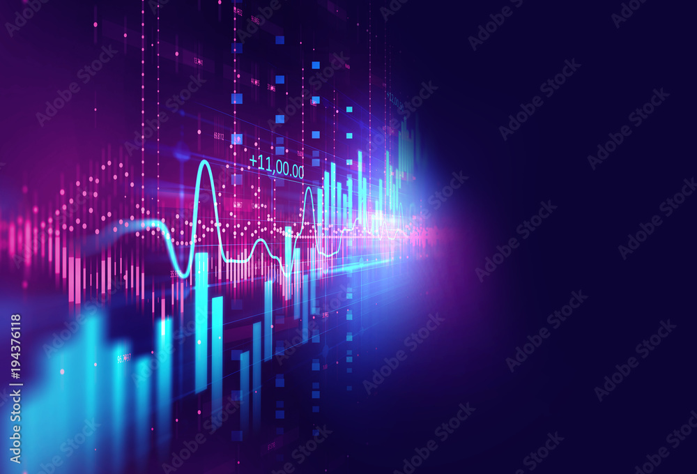 technical financial graph on technology abstract background - obrazy, fototapety, plakaty 