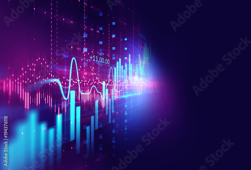Cuadros en Lienzo technical financial graph on technology abstract background