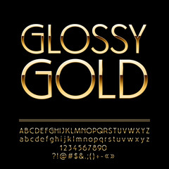 Aufkleber - Vector Glossy Elegant Gold Alphabet. Luxury set of glamour Letters, Numbers and Symbols
