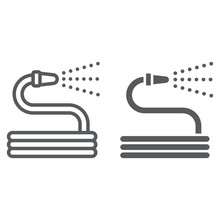 Garden Hose Line And Glyph Icon, Farming And Agriculture, Water Hose Sign Vector Graphics, A Linear Pattern On A White Background, Eps 10.