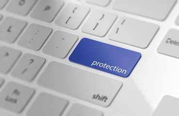 Poster - Protection - Button on Computer Keyboard.