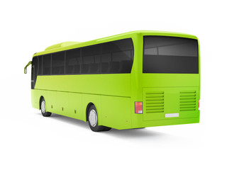 Wall Mural - Green big tour bus isolated on a white background. 3D rendering. Back view