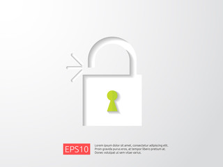 Poster - open padlock icon vector illustration. lock access warning alert security concept. safe secure of pe