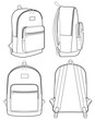 Basic Backpack fashion flat technical drawing template