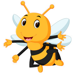 Poster - honey bee on a white background