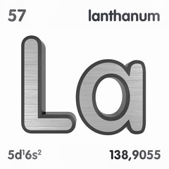 Wall Mural - Lanthanum (La). Chemical element sign of periodic table of elements. 3D rendering.