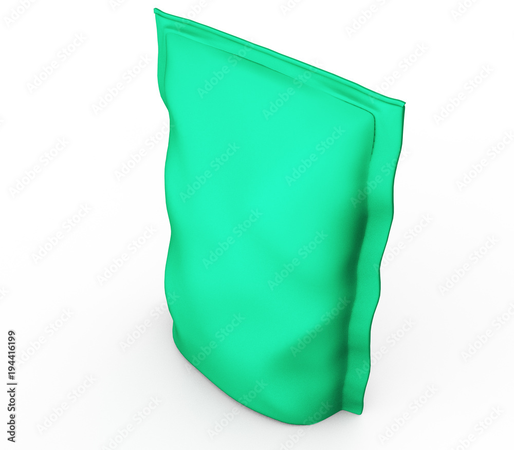 Blank Foil plastic white coffee bag isolated on white background ...