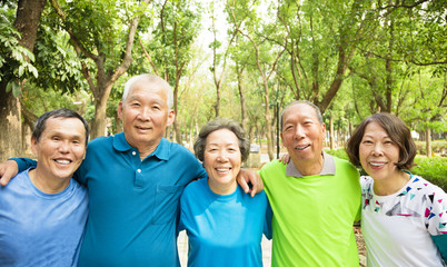 happy Senior Group Friends Exercise and   having fun.