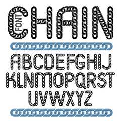 Poster - Vector English alphabet letters collection. Capital creative font made with iron chain, linked connection.
