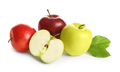 Canvas Print - Ripe apples on white background