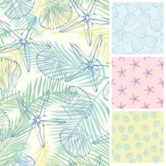 Set of seamless patterns. Vector backgrounds collection.