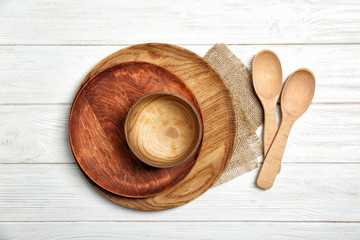 Canvas Print - Kitchen utensils on wooden background