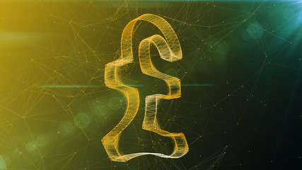 Poster - Sparkling Pound Symbol in Khaki Cyberspace