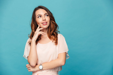 Poster - Thinking young lady standing isolated