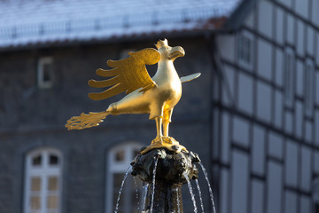 Canvas Print - golden eagle statue goslar germany