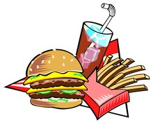 Illustration Of Hamburger, Fries And A Drink