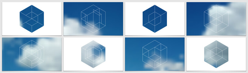 Wall Mural - presentation template in hd format, clean cover design with geometric shapes and masks in modern min