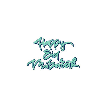 Happy eid mubarak hand drawn lettering.