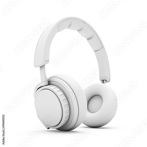 Photographie 3D Rendering White headphones isolated on white background