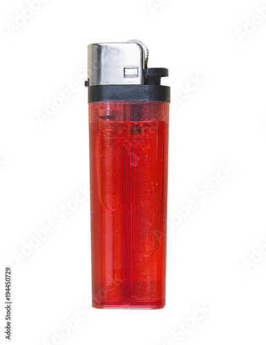 Cuadros en Lienzo cheap red plastic gas disposable cigarette lighter on wooden surface closeup iso