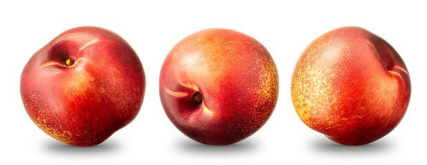 Canvas Print - Collection of nectarine peach isolated on white background.