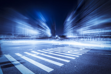 Poster - Night scene of urban road in Shanghai