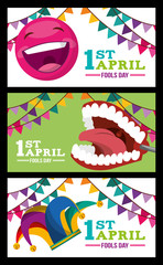 Wall Mural - collection banners celebration - april fools day vector illustration