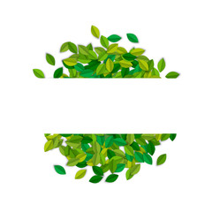 Sticker - Empty text label template with green tree leaves