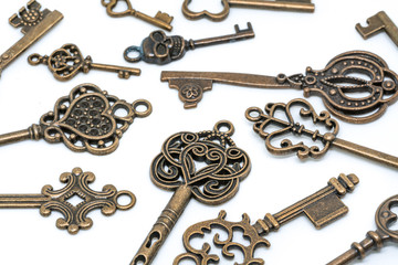 Wall Mural - Vintage Skeleton Keys Isolated On White Background