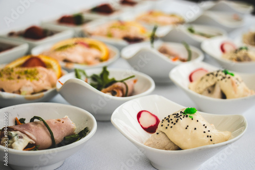 Bowls Of Seafood Appetizers Fingerfood For A Wedding Reception