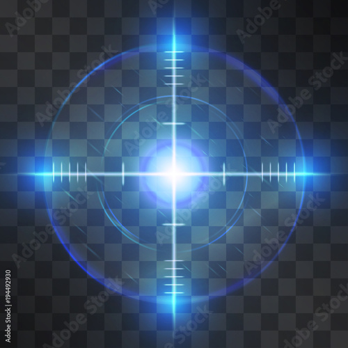 Cuadros en Lienzo Shining blue reticle, target screen, successful aim detection, symbol of business or military accuracy, technology interface, sport competition, correct decisions or information discover