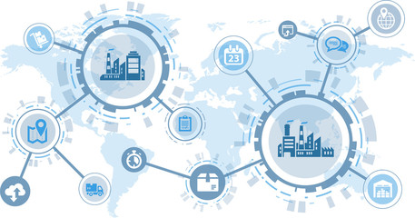 smart factory / digitalization concept: process automation and cooperation between companies