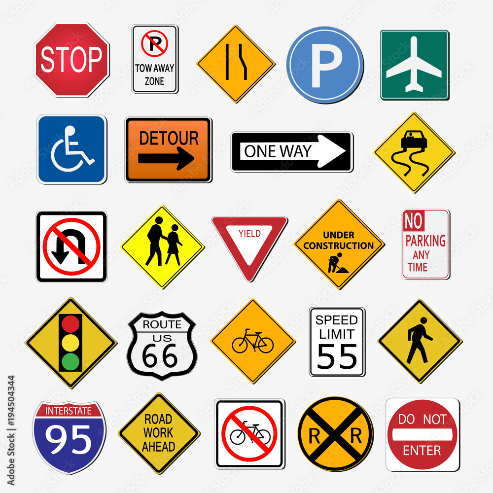 Road Signs Illustration Stock Vector | Adobe Stock