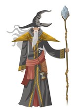 Old Wise Magician With Staff