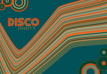 Poster - Flyer design for disco party with striped line and circles. Retro style. Vector graphic pattern