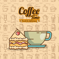 Poster - delicious coffee time elements vector illustration design