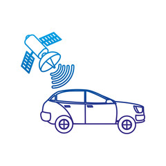 Poster - degraded line car tranport with satellite wifi connection