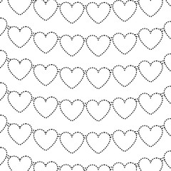 Poster - decorative garland with hearts love romantic pattern vector illustration dotted line