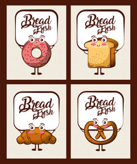 Poster - set of kawaii bread fresh cartoon vector illustration