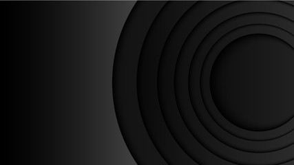 Aufkleber - Abstract dark circles layers on black background with paper art style.For business template.Vector illustration.
