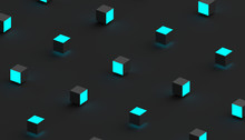 Abstract 3d Rendering Of Geometric Shapes. Computer Generated Minimalistic Background With Cubes. Modern Design For Poster, Cover, Branding, Banner, Placard